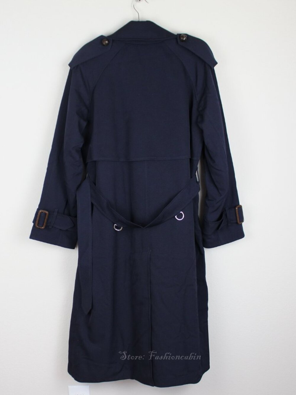 NWT Burberry Oversize Wool Wide Lapel Belted Trench Coat, Blue, US12/UK14 - Picture 5 of 16